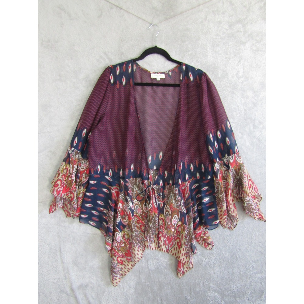 Umgee Plus Size 2XL Paisley Mixed Print Bell Sleeve Tie‎ Front Kimono
